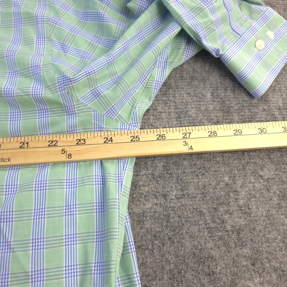 Brooks‎ Brothers Shirt Large Non Iron Green Blue Plaid Button Down Long Sleeve - Picture 4 of 7
